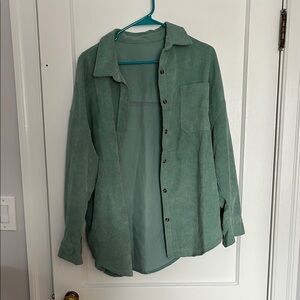 Teal Corduroy Button-Up Shirt